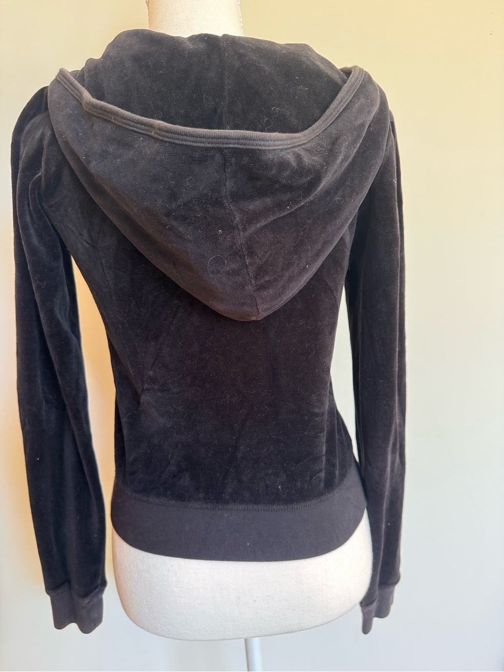 Juicy Couture Black Velour Zip Hoodie with Stud Heart - Picture 4 of 7